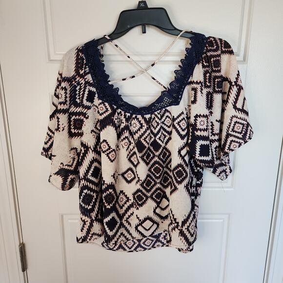 Paper Crane Top Womens Medium Boho Hippie Gypsy Loose Fit Sexy Cross Back Straps - Picture 1 of 8